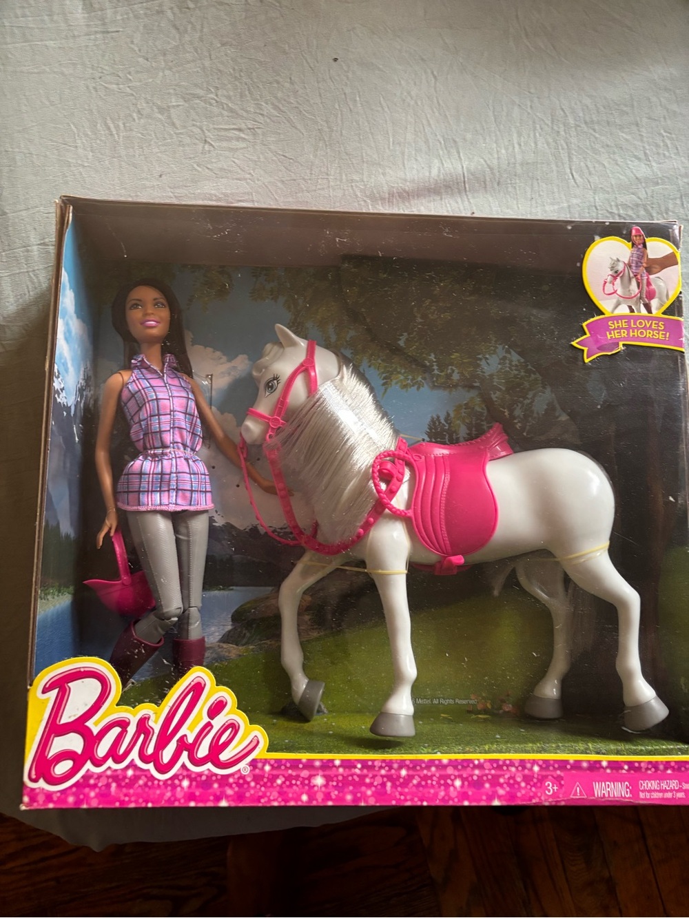 Barbie Horse Playset with White Horse and Hot Pink Tack